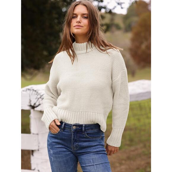 Womens Oversized Chunky Sweaters Crewneck Long Sleeve Cable Knit Fall Pullover - Picture 2 of 5